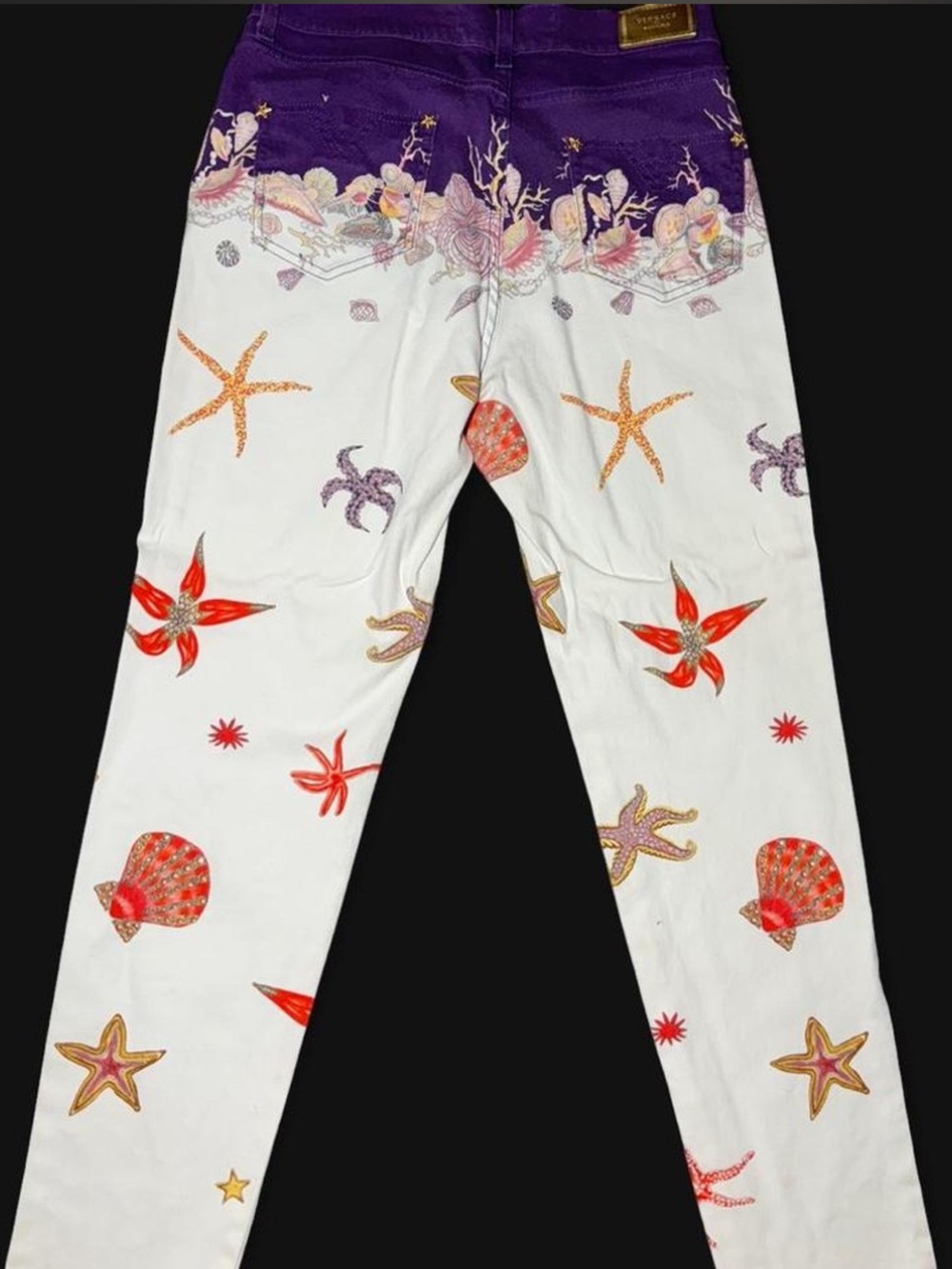 Versace Purple High-Waist Jeans with Gold Medusa Button - Picture 1 of 7